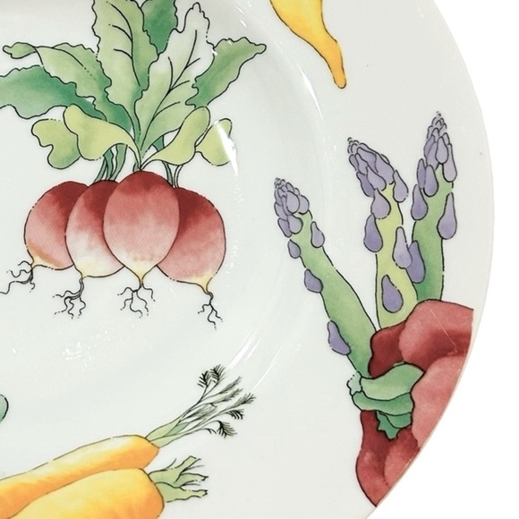 CRATE & BARREL Serving dish/bowl Vegetable medley Garden Cream Colorful Like new - Picture 4 of 14